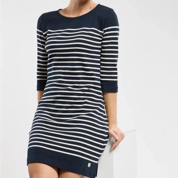 Amour Lux Cotton Navy Striped Sailor Dress French Classic Preppy YachtStyle - Picture 12 of 12